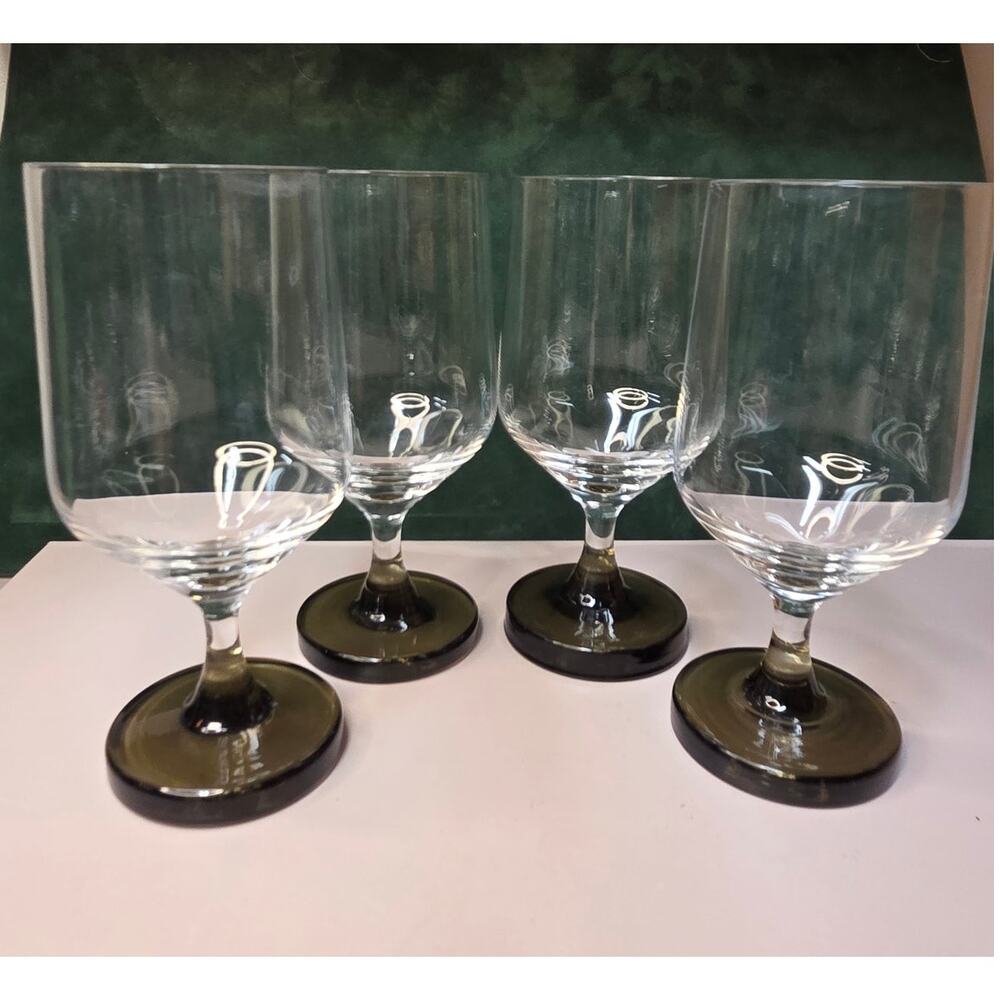 Rosenthal Studio Line - Tawny Base Wine Glasses. Four Signed Vintage MCM Barware